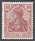 Briefmarken
Deutschland
Deutsches Reich
10 Pf. Friedensdruck 1905/13, schwärzlichrosa bis dunkelrosarot, postfrische Luxuserhaltung. Fotoattest Dr....