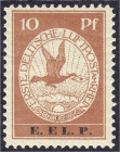 Briefmarken
Deutschland
Deutsches Reich
10 Pf. E.L.L.P. Flugpost 1912, ungebrauchte Erhaltung mit Falz. Kurzbefund Brettl BPP >einwandfrei