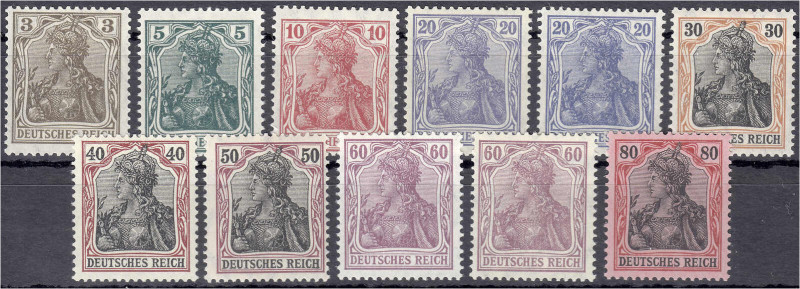 Briefmarken
Deutschland
Deutsches Reich
3 Pf. - 80 Pf. Kriegsdruck 1915, post...