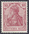 Briefmarken
Deutschland
Deutsches Reich
10 Pf. Kriegsdruck (lebhaft)karmin bis magenta 1915, ist eine Originalmarke mit echter Gummierung, farbfris...