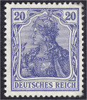 Briefmarken
Deutschland
Deutsches Reich
20 Pf. Kriegsdruck 1915, violettultramarin, ungebraucht mit Falz, geprüft Jäschke-L. BPP. Mi. 550,-€. * Mic...