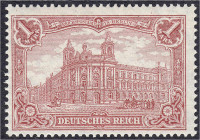 Briefmarken
Deutschland
Deutsches Reich
1 M. dunkelkarminrot bis rotkarmin 1915, die Marke ist farbfrisch, sehr gut gezähnt und befindet sich in fe...