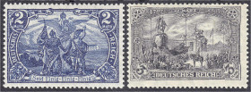 Briefmarken
Deutschland
Deutsches Reich
2 M. und 3 M. Freimarken 1915, zwei postfrische Werte, Zähnung 25:17, geprüft Jäschke-L. BPP. Mi. 215,-€. *...