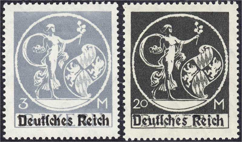 Briefmarken
Deutschland
Deutsches Reich
3 M. und 20 M. Abschiedsserie 1920, z...