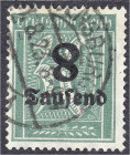 Briefmarken
Deutschland
Deutsches Reich
8 Tsd auf 30 Pf. Freimarke 1923, sauber gestempelt mit Plattenfehler ,,I" (8 kopfstehend). Fotobefund Twore...