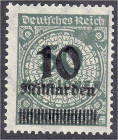 Briefmarken
Deutschland
Deutsches Reich
10 Mrd. auf 50 Mio. M. Freimarken 1923, postfrische Erhaltung. Fotoattest Tworek BPP >einwandfrei