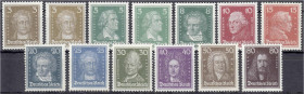 Briefmarken
Deutschland
Deutsches Reich
Berühmte Deutsche 1926, kompletter Satz in postfrischer Erhaltung, 20 Pf., 30 Pf. bis 80 Pf. geprüft Schleg...