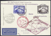 Briefmarken
Deutschland
Deutsches Reich
2 M. + 4 M. Südamerika-Fahrt 1930, sauber gestempelt auf Postkarte. Mi. 800,-€. Karte. Michel 438 Y - 439 X...