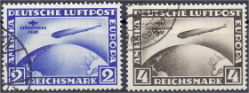 Briefmarken
Deutschland
Deutsches Reich
2 M. und 4 M. Südamerika 1930, sauber gestempelt. Fotoattest Schlegel BPP >Die Erhaltung ist einwandfrei