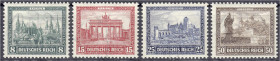 Briefmarken
Deutschland
Deutsches Reich
8 Pf. - 50 Pf. IPOSTA 1930, kompletter Satz mit Marken aus Block 1, postfrisch, jeder Wert geprüft Schlegel...