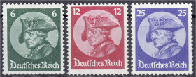 Briefmarken
Deutschland
Deutsches Reich
6 Pf.-25 Pf. Fridericus 1933, postfrischer Satz in Luxuserhaltung, 25 Pf. tiefst geprüft Schlegel BPP. Mi. ...