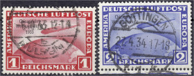 Briefmarken
Deutschland
Deutsches Reich
1 M. und 2 M Chicagofahrt 1933, zwei sauber gestempelte Werte in guter Gesamterhaltung. Mi. 750,-€. gestemp...