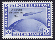 Briefmarken
Deutschland
Deutsches Reich
2 M Chicagofahrt 1933, postfrische Kabinetterhaltung, unsigniert. Mi. 350,-€. ** Michel 497.