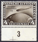 Briefmarken
Deutschland
Deutsches Reich
4 M Chicagofahrt 1933, postfrische Kabinetterhaltung, unsigniert. Mi. 350,-€. ** Michel 498.
