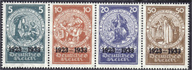 Briefmarken
Deutschland
Deutsches Reich
5+15 Pf. - 50+150 Pf. Deutsche Nothilfe 1933, Herzstück aus Block 2 in postfrischer Erhaltung. Mi. 1.200,-€...