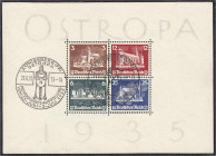 Briefmarken
Deutschland
Deutsches Reich
Ostropa-Block 1935, entwertet mit zwei ESST, die Zähnung ist stark angetrennt. Mi. 1.100,-€. gestempelt. Mi...