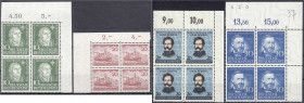 Briefmarken
Deutschland
Bundesrepublik Deutschland
Luther, Insel Helgoland, Carl Schurz, Philip Reis 1952, schöne Zusammenstellung Viererblöcke in ...