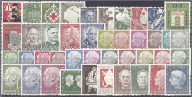 Briefmarken
Deutschland
Bundesrepublik Deutschland
Jahrgang 1953 und 1954, postfrische Erhaltung. Mi. 724,-€. ** Michel 162-203.