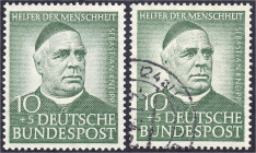 Briefmarken
Deutschland
Bundesrepublik Deutschland
10+5 Pf. Wohlfahrt 1953, zwei Werte postfrisch und gestempelt, je mit Wasserzeichen ,,4 Y", beid...