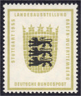 Briefmarken
Deutschland
Bundesrepublik Deutschland
10 Pf. Landesaustellung Baden-Württemberg 1955, postfrische Erhaltung, fehlende Wertziffer (Farb...