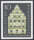Briefmarken
Deutschland
Bundesrepublik Deutschland
10 Pf. 500 Jahre Landtag Württemberg 1957, ungezähnt in postfrischer Luxuserhaltung. Fotoattest ...