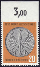 Briefmarken
Deutschland
Bundesrepublik Deutschland
20 Pf. 10 Jahre Deutsche Mark 1958, postfrische Erhaltung, oben ungezähnt. Mi. 400,-€. ** Michel...