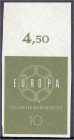 Briefmarken
Deutschland
Bundesrepublik Deutschland
10 Pf. Europa 1959, ungezähnt vom Oberrand in postfrischer Erhaltung. Fotobefund Schlegel BPP. *...