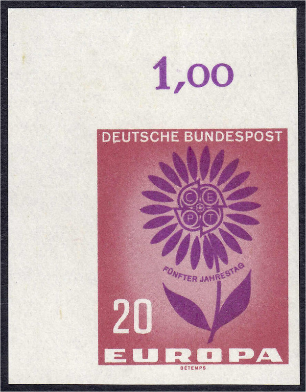 Briefmarken
Deutschland
Bundesrepublik Deutschland
20 Pf. Europa 1964, ungezä...