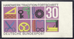 Briefmarken
Deutschland
Bundesrepublik Deutschland
30 Pf. Handwerk 1968, ungezähnt in postfrischer Luxuserhaltung. Fotobefund Schlegel BPP >Die Qua...