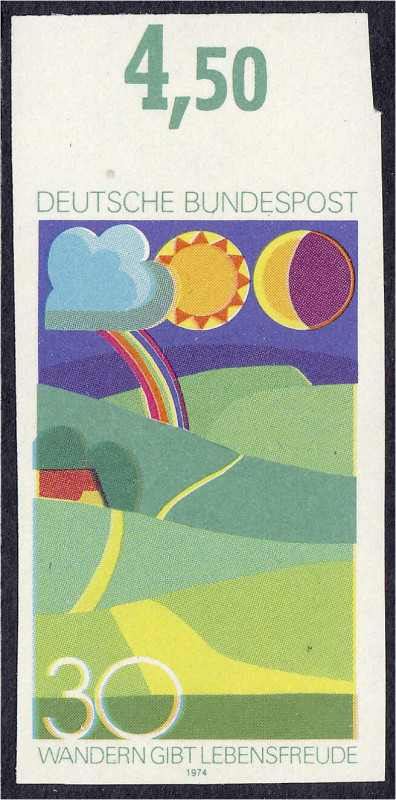 Briefmarken
Deutschland
Bundesrepublik Deutschland
30 Pf. Wandern 1974, ungez...