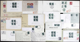 Briefmarken
Briefe
Lots und Sammlungen Deutschland (alphabetisch)
Deutsches Reich 1935/38: Schöne Partie mit Blockfrankaturen bzw. Marken mit besse...