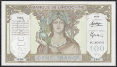 Banknoten
Ausland
Französ. Somaliland, Dschibuti
SPECIMEN der Banque de l´Indochine, 100 Francs o.D. (1926-1938), mit Perforation SPECIMEN und KN 0...