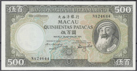 Banknoten
Ausland
Macau
500 Patacas 8.8.1981 mit PRESIDENTE. I, sehr selten. Pick 62a.
