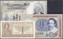 Banknoten
Ausland
Niederlande
3 Scheine: 20 Gulden 1941, 1 Gulden 1949, 10 Gulden 1953. II bis III. Pick 55, 72, 95.