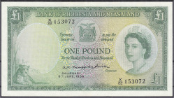 Banknoten
Ausland
Rhodesien und Nyasaland
1 Pound 6.6.1958. II, selten. Pick 21a.