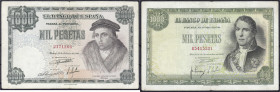 Banknoten
Ausland
Spanien
2 X 1000 Pesetas: 19.2.46 und 4.11.1949 (kl. Einrisse) III und III-IV, selten. Pick 133a, 138a.