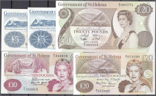 Banknoten
Ausland
St. Helena
5 kassenfrische Scheine: 5 Pounds o.D. (1981), 20 Pounds o.D. (1986), 5 Pounds o.D. (1998), 10 Pounds o.D. (2004) und ...