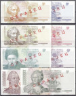 Banknoten
Ausland
Transnistrien
Komlette Serie der 8 SPECIMEN-Ausgaben 2000/2004 zu 1, 5, 10, 25, 50, 100, 200 und 500 Rubel mit rotem Aufdruck und...
