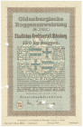 Banknoten
Altdeutschland
Oldenburg (Oldenburg)
Oldenburgische Roggenanweisung N° 00000 der Staatlichen Kreditanstalt Oldenburg über 150 kg Roggen. ...