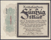 Banknoten
Die deutschen Banknoten ab 1871 nach Rosenberg
Deutsches Reich, 1871-1945
50 Mark 20.10.1918. "Trauerschein" KN 6-stellig, Wz. diagonale ...
