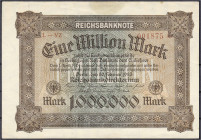Banknoten
Die deutschen Banknoten ab 1871 nach Rosenberg
Deutsches Reich, 1871-1945
1 Mio. Mark 20.2.1923. Mit rotem FZ und YZ. II-III, etwas fleck...