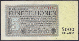 Banknoten
Die deutschen Banknoten ab 1871 nach Rosenberg
Deutsches Reich, 1871-1945
5 Bio. Mark 1.11.1923. Reichsdruck. KN 8-stellig, Serie A . III...