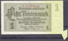Banknoten
Die deutschen Banknoten ab 1871 nach Rosenberg
Deutsches Reich, 1871-1945
1 Rentenmark 30.1.1937. KN 8-stellig, Serie K, mit interessante...