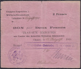 Banknoten
Die deutschen Banknoten ab 1871 nach Rosenberg
Deutsches Reich, 1871-1945
Frankreich: 2 Francs 15.8.1915, Lohn-Bon. Stempel Königl. Eisen...
