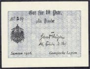 Banknoten
Die deutschen Banknoten ab 1871 nach Rosenberg
Deutsches Reich, 1871-1945
10 Piaster 1916. Us. mit Viz. Feldw. d. Res. I-, selten. Rosenb...