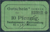 Banknoten
Die deutschen Banknoten ab 1871 nach Rosenberg
Deutsches Reich, 1871-1945
10 Pfennig Leinen (grün) o. J Deutsch-Südwestafrika, Swakopmund...