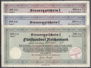 Banknoten
Die deutschen Banknoten ab 1871 nach Rosenberg
Deutsches Reich, 1871-1945
3 Steuerscheine zu 100, 200 und 500 Reichsmark 1939. Alle mit S...