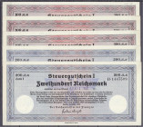 Banknoten
Die deutschen Banknoten ab 1871 nach Rosenberg
Deutsches Reich, 1871-1945
5 Steuerscheine mit versch. Einlösedaten: 3 X 100 und 2 X 200 R...