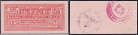 Banknoten
Die deutschen Banknoten ab 1871 nach Rosenberg
Deutsches Reich, 1871-1945
Behelfszahlungsmittel der Deutschen Wehrmacht zu 5 Reichspfenni...