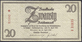 Banknoten
Die deutschen Banknoten ab 1871 nach Rosenberg
Deutsches Reich, 1871-1945
20 Reichsmark 26.4.1945. KN 5-stellig, Serie E. III. Rosenberg ...